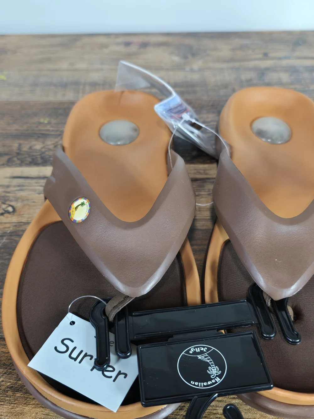 Men's Brown and Tan Men's Flip Flop Sandals Size 7